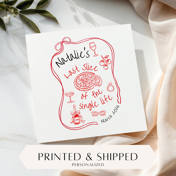 Last Slice of the Single Life Napkins, Pizza Theme Bachelorette Party Napkins, Italian Bridal Shower Decor, Custom Pizza and Wine Napkins
