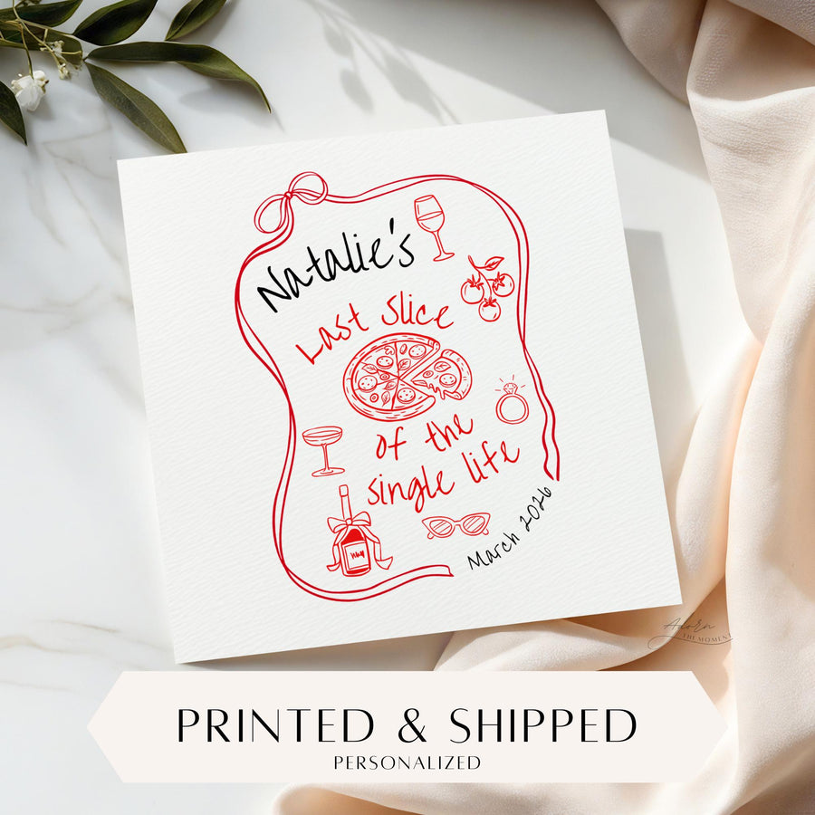 Last Slice of the Single Life Napkins, Pizza Theme Bachelorette Party Napkins, Italian Bridal Shower Decor, Custom Pizza and Wine Napkins