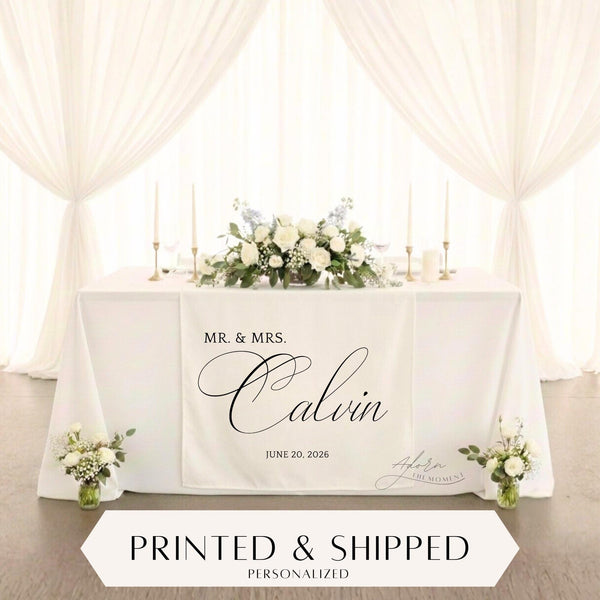 Custom Wedding Head Table Decor, Personalized Sweetheart Table Runner, Bridal Dinner Sign, Minimalist Wedding Decor