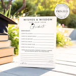 Graduation Advice Cards Game, Personalized Wishes & Wisdom Graduation Party Activity, Guest Message Cards, Class of 2026 Grad Keepsake