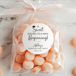 Personalized Graduation Stickers, Sweet Ending To A New Beginning Graduation Party Favor Stickers, Graduation Dessert Treat Bag Labels