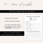 Graduation Advice Cards Game, Personalized Wishes & Wisdom Graduation Party Activity, Guest Message Cards, Class of 2026 Grad Keepsake