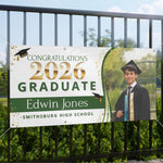 Custom Graduation Banner with Photo, Personalized Graduation Party Banner, Outdoor Yard Sign, Class of 2026 Decor, School Colors Grad Banner