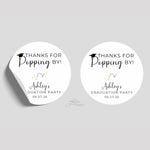 Personalized Graduation Stickers, Thanks For Popping By Popcorn Graduation Party Favor Stickers, Graduation Kettle Corn Treat Bag Labels