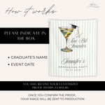 Tini Bit Smarter Graduation Backdrop Banner, Martini Graduation Party Decor, Personalized Graduation Tapestry, Olive Theme Grad Party Sign
