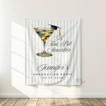 Tini Bit Smarter Graduation Backdrop Banner, Martini Graduation Party Decor, Personalized Graduation Tapestry, Olive Theme Grad Party Sign
