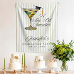 Tini Bit Smarter Graduation Backdrop Banner, Martini Graduation Party Decor, Personalized Graduation Tapestry, Olive Theme Grad Party Sign