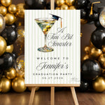 Tini Bit Smarter Printed Graduation Welcome Sign, Martini College Grad Party Decor, Personalized Grad Party Sign, Olive Theme Grad Poster