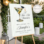 Tini Bit Smarter Printed Graduation Welcome Sign, Martini College Grad Party Decor, Personalized Grad Party Sign, Olive Theme Grad Poster