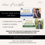 Custom Graduation Banner with Photo, Personalized Graduation Party Banner, Outdoor Yard Sign, Class of 2026 Decor, School Colors Grad Banner