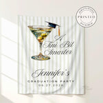 Tini Bit Smarter Graduation Backdrop Banner, Martini Graduation Party Decor, Personalized Graduation Tapestry, Olive Theme Grad Party Sign