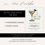 Tini Bit Smarter Printed Graduation Welcome Sign, Martini College Grad Party Decor, Personalized Grad Party Sign, Olive Theme Grad Poster