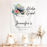Aloha Grad Graduation Backdrop Banner, Tropical Graduation Party Decor, Hawaiian Luau Grad Party Tapestry, Personalized Graduation Banner